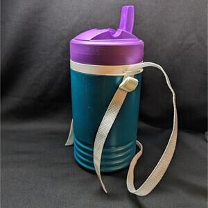 Vtg Igloo Water Jug 1-Quart Cooler Teal & Purple w/ carry strap